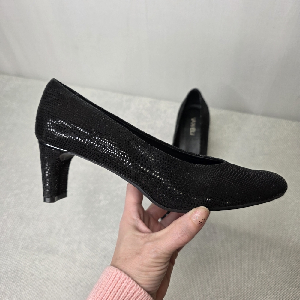 VANELi Dayle Black Shimmer E-Print Block Heel Pumps - Size 8M - Picture 3 of 8
